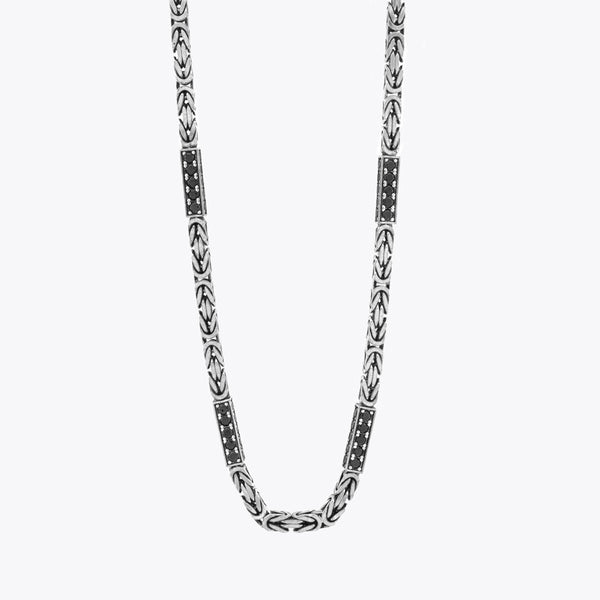 King Chain 5.5 mm Zircon Stone Special Design Necklace - 925 Sterling Silver