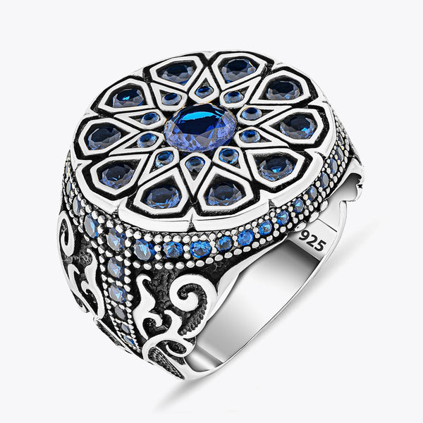 Blue Stone Handmade 925 Sterling Silver Ring MRK077