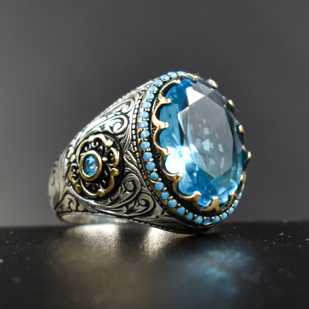 Blue Stone Handmade 925 Sterling Silver Ring LMR007 – Ring4Men
