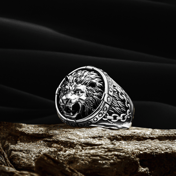 Lion Figured 925 Sterling Silver Ring CLMR0218